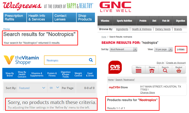 Nootropics GNC Walmart Walgreens CVS Vitamin Shoppe